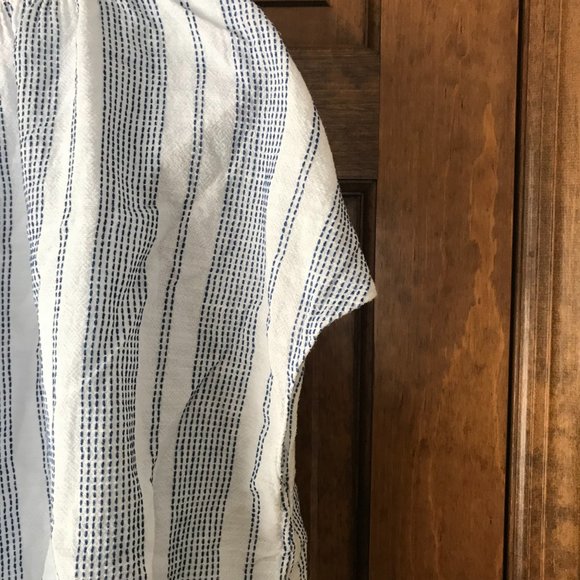 H&M White with Blue Thread Stitched Stripes Cap Sleeve Pullover Top Size 2XL - Picture 11 of 13